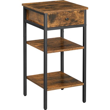 Table de chevet - leobert - brun rustiquenoir - 35 x 35 x 70 cm