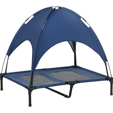 Cama Para Mascotas Con Dosel Cama Elevada Para Perros Con Techo Transpirable Para Perros Medianos Azul Oscuro