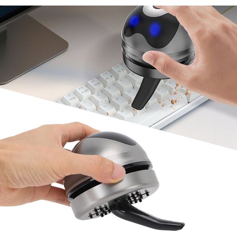 Grauer, wiederaufladbarer USB-Tischstaubsauger, kompakt und geräuscharm, für Staub, Krümel, Schmutz und Tierhaare (1/5)