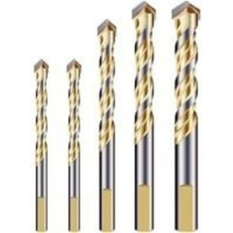 Lot de forets multi-matériaux avec pointe en carbure à rainure double pour carrelage, béton, brique, verre, plastique, bois, métal, argent (1/4)