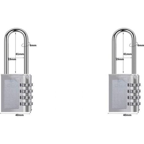 [2-Pack] 4-Digit Combination Lock, Waterproof Combination Lock, Waterproof Combination Lock Made of Plated Steel Metal (17B-L Electric White) YMYNY (1/2)