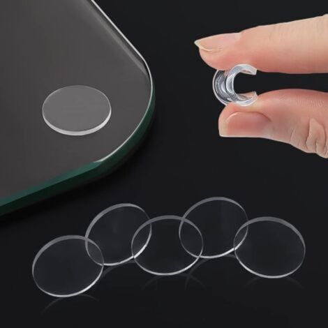 Non-slip and anti-scratch glass tabletop spacer, transparent non-adhesive rubber pad. Prevents glass movement (round and square, 20 pieces) (1/5)