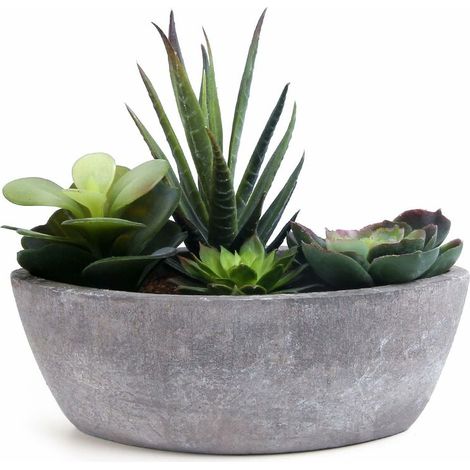 Artificial Succulent Dark Green Boat Shape, Simulation Plant Art Plant Fake Bonsa Indoor or Outdoor Home Office Decoration Birthday Gift (1/5)