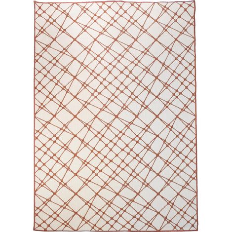 Tapis extérieur, kilim reversible LYN2 AC REVERSIBLE 120x170 marron et blanc