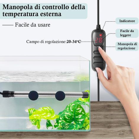 Chauffage d'Aquarium Submersible Thermostat Réglable Électrique avec Affichage Digital LED pour Poisson Tortue Bassin
