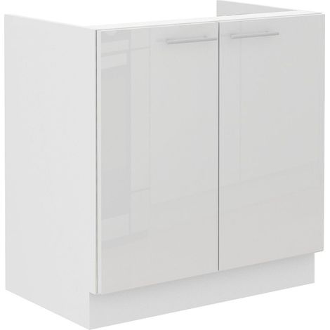 Spülenschrank 80 Lara Weiß Hochglanz + Weiß matt Küchenzeile Küchenblock Küche (1/4)