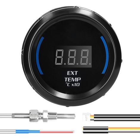 Jauge de température d'échappement 52 mm, thermomètre automobile numérique, affichage LED EGT (40-120)℃ x 10, avec fonction d'alarme de capteur, compatible avec les voitures, les camions et les motos. (1/5)