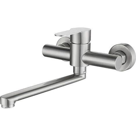 Cuisine en acier inoxydable Salle de bain murale Baignoire Bec long Évier pivotant à 360 degrés Robinet de balcon suspendu (1/5)