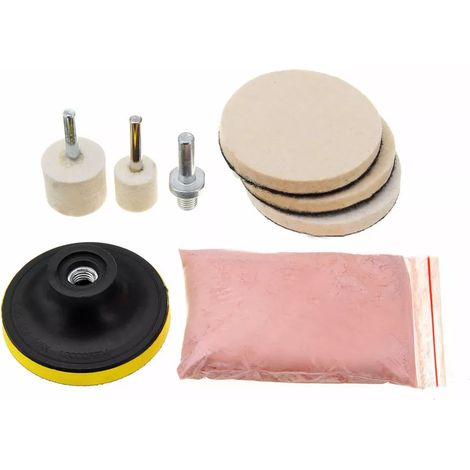 Kit de polissage vitre auto 8 pièces, poudre d'oxyde de cérium 120g, ensemble de polissage pare-brise (1/2)