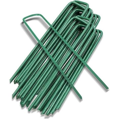 Piquets de Jardin Piquet Fixation Tente Sol Cheville Agrafes Jardinage pour Fixer Toile Paillage Clôture Barrière Contre Filets Camping Gazon Artificiel,20pièce, Vert, 15x3 (1/4)
