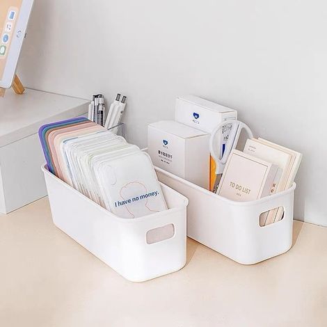 Boîte de rangement à rainures profondes pour bureau, cuisine, salon, jouets, snacks, articles divers et cosmétiques, organisatrice de rangement à bandes (1/4)