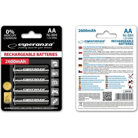 Esperanza AA-Batterien 2600mAh 4 Stück schwarz
