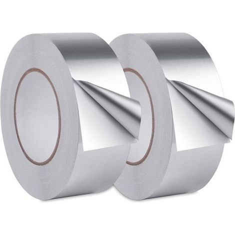 Nastro adesivo in alluminio, nastro sigillante, 2 pezzi, 3 cm x 20 m, lamina di alluminio argentata, impermeabile, resistente al calore, per cucina, bagno, elettricisti, metallo (1/5)