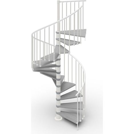 Escalier colimaçon gain de place 15 marches - Hauteur à franchir de 3.08m à 3.60m - Ø 1.05m - Structure blanche et marche béton - PHOLA105/SBMCIM-15