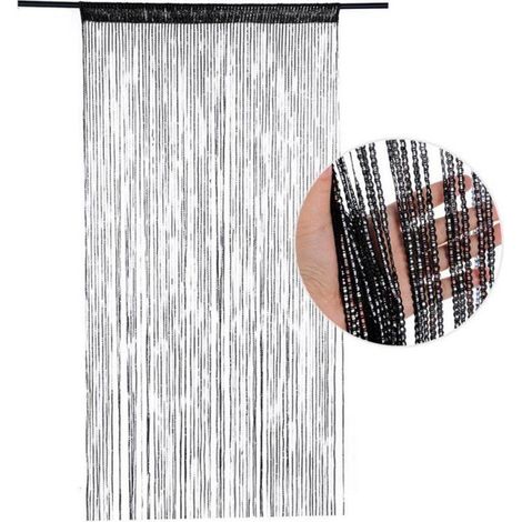 Rideau de Perles 99x199cm Noir, Décoration Porte Style Cristal, Élégant et Fonctionnel (1/5)