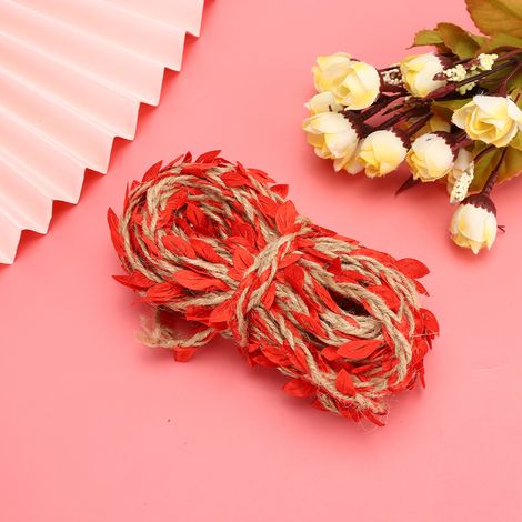Couronne de vigne artificielle et de feuilles simulées à faire soi-même, idéale pour les mariages, les garden-parties et la maison, 10 mètres/32,8 pieds, rouge. (1/2)