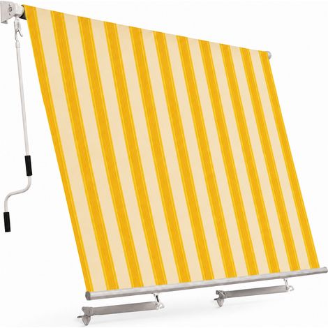 Tenda Da Sole Con Manovella Struttura In Alluminio Tessuto In Poliestere 280G Protezione Solare E Privacy Per Veranda Terrazza Balcone E Spazi Esterni 295X250X50 Cm Giallo E Beige (1/5)