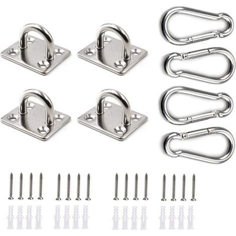 8-teiliges Sonnenschutz-Befestigungsset, wasserdichte Edelstahl-Haken zur Befestigung von Sonnenschutzsegeln für Garten, Hängematten, Segelboote und Sonnensegel, 6 mm Set – 0,33 kg (1/5)