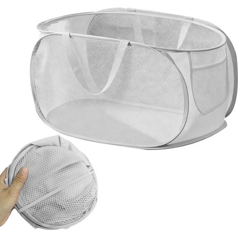 Panier à linge pliable 70L+, grande capacité, avec poignées, pop-up, portable pour buanderie, maison ou dortoir. (1/5)