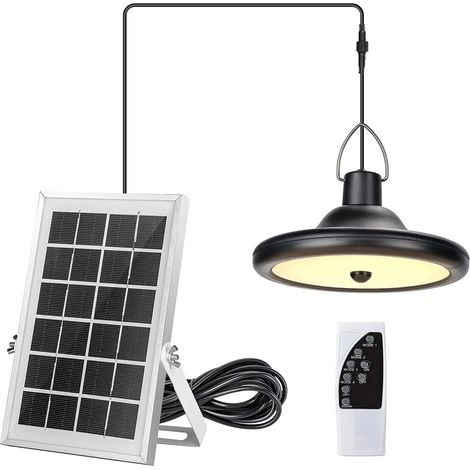Outdoor Solar Light, 4 Lighting Modes and 6 Brightness Levels, Outdoor Solar Hanging Light with Motion Sensor and Remote Control for Garden Gazebo Balcony Terrace, Warm White [Energy Class A+++]