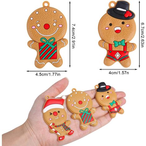 12 pezzi di omino di pan di zenzero di Natale, ornamenti per l'albero di Natale, ciondolo per albero di Natale, decorazione per feste fai da te (1/4)