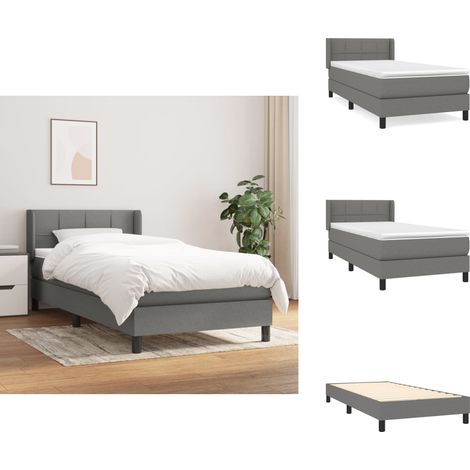 Boxspringbett mit Matratze Dunkelgrau 100x200 cm Stoff - Boxspringbett - Doppelbett - Bettenrahmen - Lattenrost - Matratze (1/5)