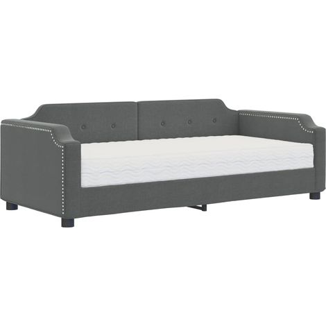 Maison Exclusive - Lit de jour avec matelas gris foncé 90x200 cm tissu (1/5)