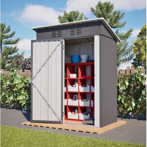 Casetta da giardino in metallo 152 x 84 x 182 cm, porta con serratura, senza finestre, HAVRYA (1/5)