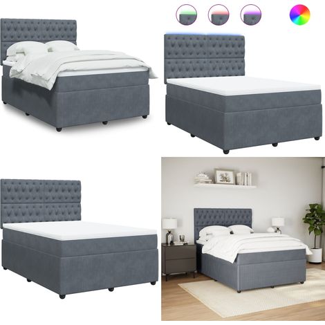 vidaXL Boxspringbett mit Matratze Dunkelgrau 160x200 cm Samt (1/5)
