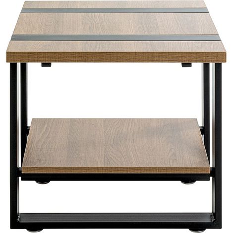 Table d'appoint, Table de salon en bois coloris chêne et métal noir -longueur 45 x profondeur 45 x hauteur 45 cm (1/5)