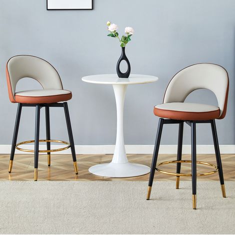 MEUBLIV Lot de 2 tabourets de bar pivotants 360° 47,4 x 44 x 92 cm brun et gris (1/5)