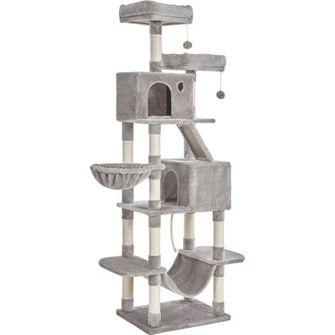 Grande albero per gatti torre gioco 206 cm grigio chiaro 120005986