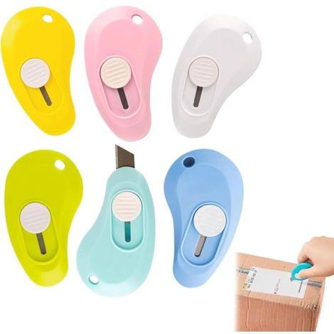 Lntyq Set mit 6 kleinen Cuttermessern, Mini-Cutter, tragbar, klein, universelles Schreibwarenmesser zum Schneiden von Briefumschlägen, Paketen, Papier, Karton, Schachteln oder Verpackungen (1/5)