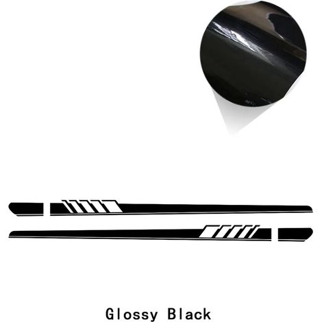 (Noir brillant - Pour Q2) 2 autocollants en vinyle pour bas de porte de voiture de sport de course, compatibles avec Audi (1/4)