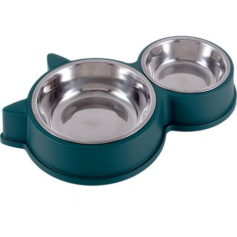 Gamelle pour Chat, Gamelles Doubles, Gamelle Chat et Acier Inoxydable Ensemble, Mangeoirs et Abreuvoirs pour Chat Chiots (1/5)