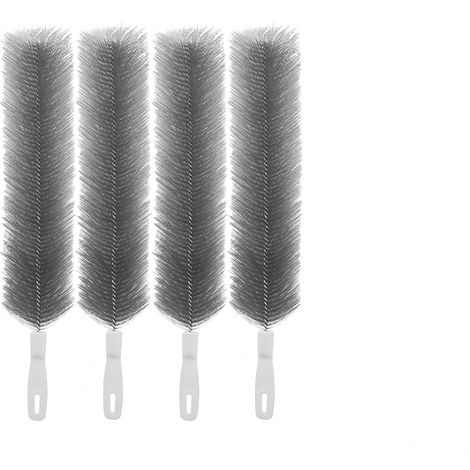 Lot de 4 brosses de nettoyage pliables en microfibre pour ventilateur, réutilisables, lavables et multi-usages pour climatisation, grilles d'aération de voiture et surfaces de rideaux, gris (1/5)