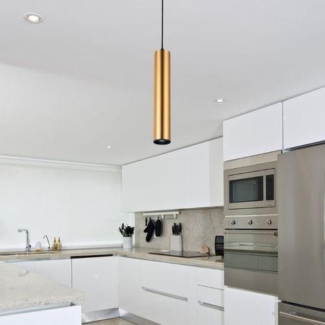 Optonica – Luminaire suspendu GU10 30cm doré – Câble ajustable 1,30m – Compatible ampoules GU10 et MR16 – Éclairage d'accentuation