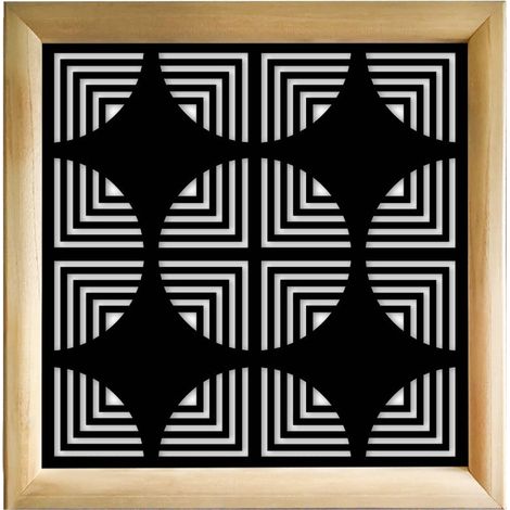 VINTAGERADIO - Modules décoratifs en bois et PVC - Dimension : 48x48 cm - Couleur : noir