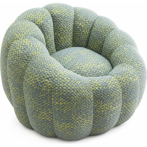 Blumenförmiger Bean Bag Sessel aus Knitted-Jacquard Stoff in Gelb Grau, weich gepolstert, MODENUIT (1/5)