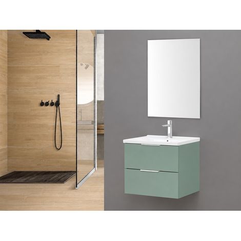 Composizione bagno sospesa Rialto Feridras 60 cm verde (1/4)