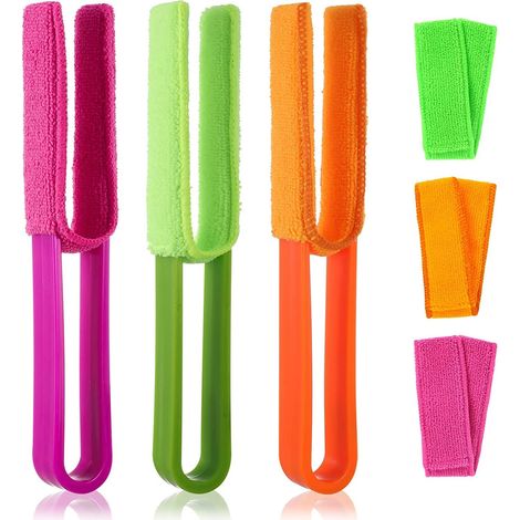 Brosses de Nettoyage pour Stores Outils de Nettoyage avec 3 Manchons en Microfibre Plumeaux pour Volets de Fenêtre Climatisation Ventilation de Voiture (Lot de 3) (1/5)