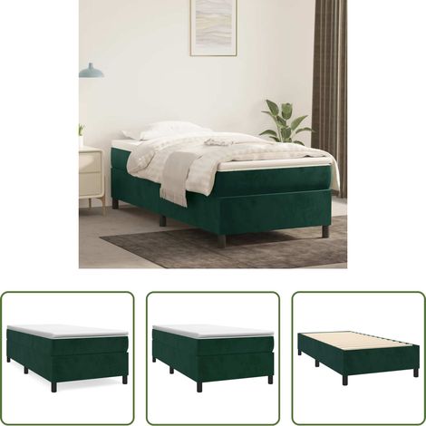 Matratze - Boxspringbett mit Matratze Dunkelgrün 80x200 cm Samt (1/5)