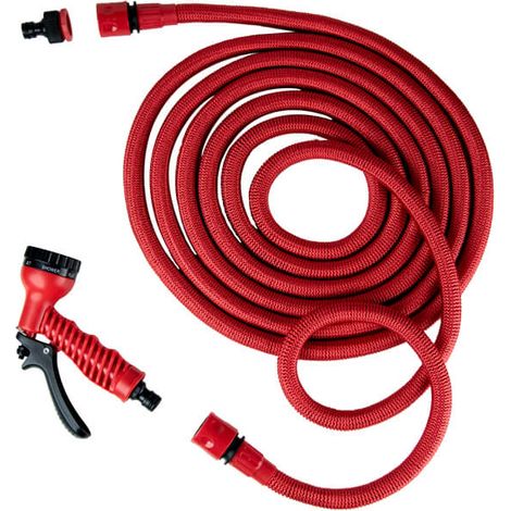 KIT Tubo irrigazione estensibile fino a 15 metri - Pompa magica da giardino con pistola a 8 funzioni e vari raccordi (1/3)