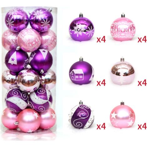 XIUH Home Decor 24-teiliges Weihnachtsbaumkugel-Set aus wiederverwendbarem Kunststoff für den Außenbereich, Garten- und Zimmerdekoration (G)