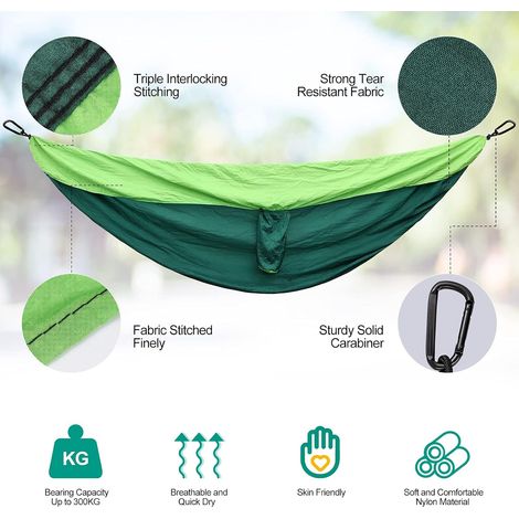 Hamac Ultra léger de Camping, la Capacité de Charge Est Jusqu'É 300 kg de Ultra léger Respirante Hamac de Camping, avec un Sac, 270 X 140 cm, en Nylon (1/5)