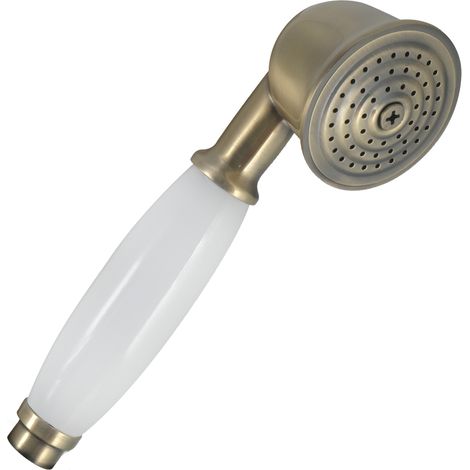 Cabezal de ducha de mano estilo vintage, color latón antiguo retro (1/2)
