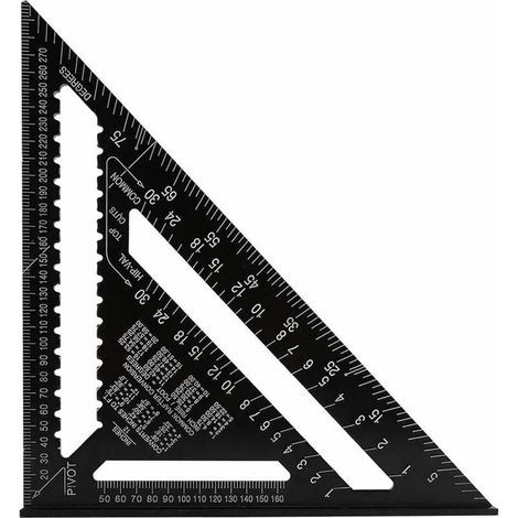 Équerre Triangle Metrique Professionnel, 30cm/300mm Équerre de Charpentier Haute Précision, Règle d'angle Menuiserie en Alliage d'aluminium Outil de Mesure Bois Speed Square Noir (1/5)