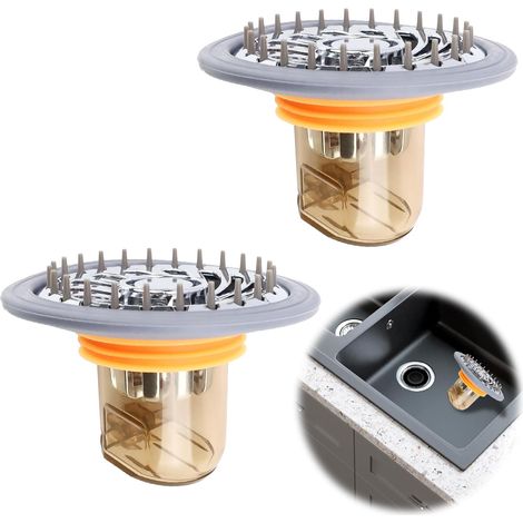 Lot de 2 Pièces 32 à 44 mm Clapet Anti Odeur, Bouchon Douche Anti Odeur, Siphon de Sol avec Filtre Cheveux Douche, Prévenir Le Colmatage, Convient aux Trous de Drainage au Sol d'un Diamètre de (1/5)