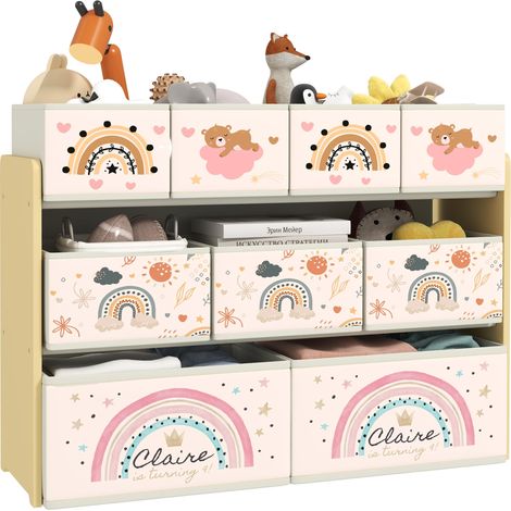 Étagère de Rangement Enfant pour Jouets et Livres 3 Niveaux Jaune (1/5)