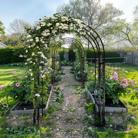 Double Column Garden Arch Trellis Curved Metal Archway Branch